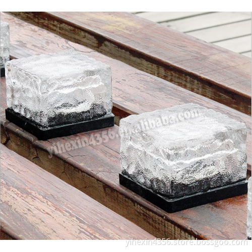 Waterproof Solar Powered Crystal Glass Ice Brick Buried Light for Outdoor Yard Garden